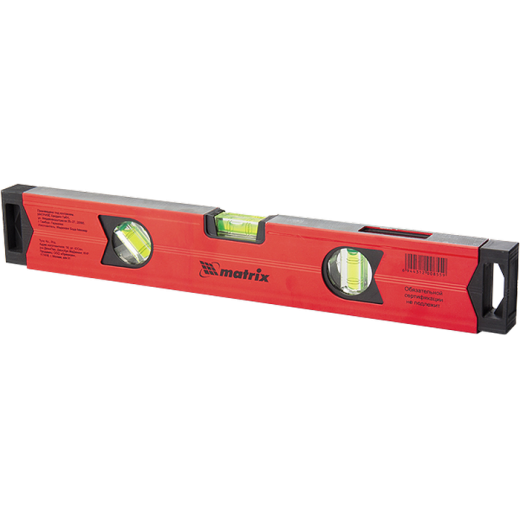 Уровень Matrix алюминиевый магнитный, 800 мм, фрезерованный, 3 глазка (1 зеркальный), усиленный