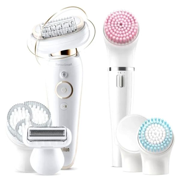 Эпилятор Braun SES 9100 3D + Прибор д/отшел + чехол белый []